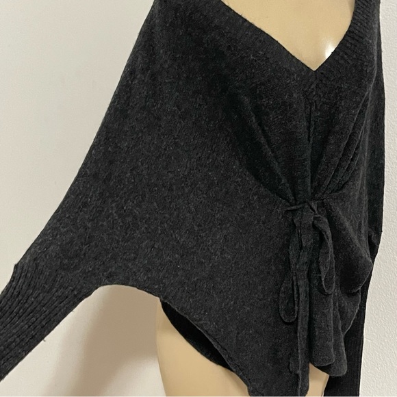 Remain gray Angora soft v neck dolman sleeve front tie sweater top Fall Winter S - Picture 6 of 9